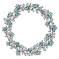 Flower hand-drawn gentle frame on a white background. Save the date.