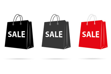 Сумка для покупок с надписью распродажа. Векторная иллюстрация.