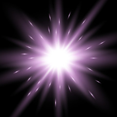 Sunlight with lens flare effect, purple color