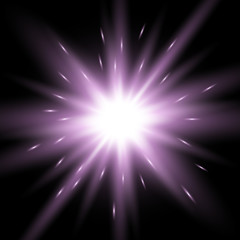 Sunlight with lens flare effect, purple color