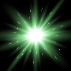 Sunlight with lens flare effect, green color