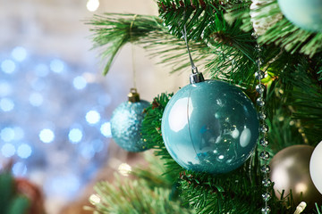 Christmas decoration on the background of a beautiful star. / Celebration Event, Christmas, Christmas Decoration, Christmas Ornament, Christmas Tree