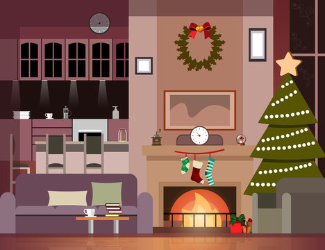 Christmas Decoration Of Living Room