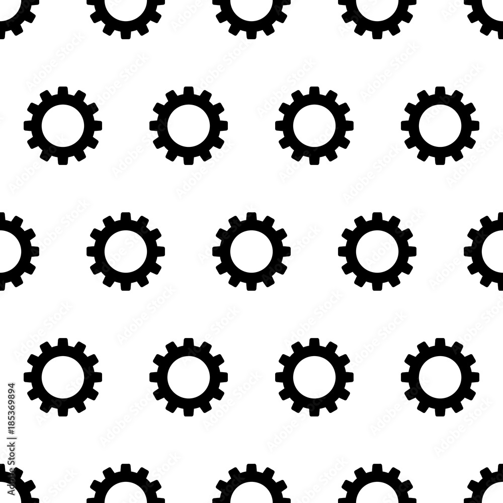 Wall mural Seamless pattern from black gear on a white background of vector illustration