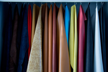 Variety of colorful leather samples