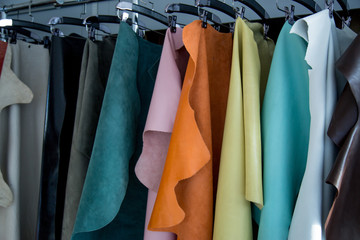 Variety of colorful leather samples