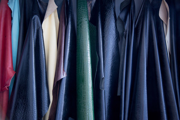 Variety of colorful leather samples
