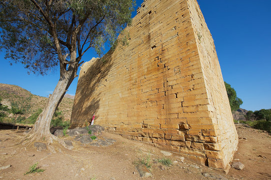 Ruins of the Yeha temple (Temple of the Moon) in Yeha, Ethiopia. Yeha temple is one of the oldest standing in Ethiopia.