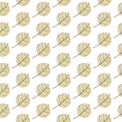 Seamless Yellow Green Leaves pattern. Watercolor Baby Girl collection. 