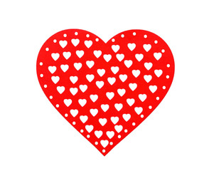 red hearts isolated on white background, decorative heart for Valentine day