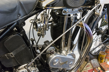 Fototapeta na wymiar Old motorcycle with manual gearing.