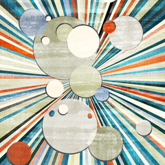 Retro circles abstract background with rays pattern.