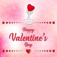 Happy Valentine's Day. Love valentine's background with hearts. Valentines day with red heart shape balloon flying and hearts decorations. Valentine's day abstract background. 