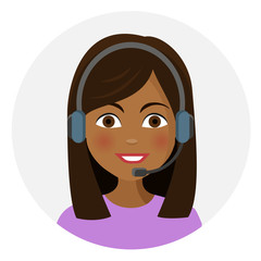 Callcenter Frau Flat Design Icon