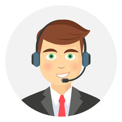Callcenter Mann Flat Design Icon