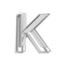 Letter K, Abstract fragmented geometric font. 3D Rendering