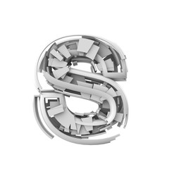 Letter S, Abstract fragmented geometric font. 3D Rendering