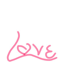 handwriting pink word Love by brush tool, valentine concept