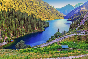 The national nature park is the Kolsay lake. Near Almaty. Kazakhstan