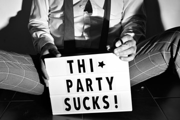 text this party sucks in a lightbox