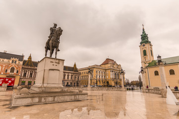 Fototapeta na wymiar Oradea City Hall in a cloudy day.