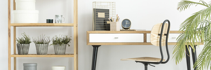 Wooden chair in workspace