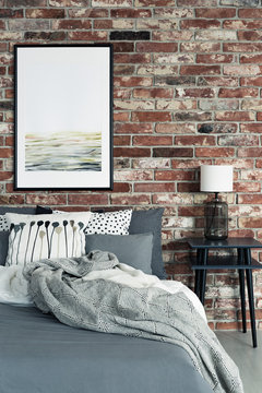 Red brick wall in bedroom