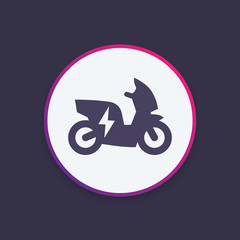 electric scooter, motorbike round icon, EV, electric vehicle, ecologic transport