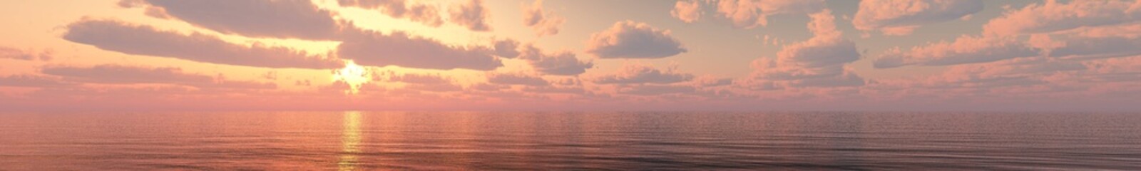 Obraz premium sea sunset. panorama of the sea landscape during sunset with clouds in the sky.