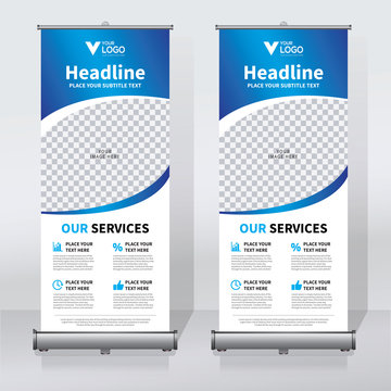 Roll up sale banner design template, abstract background, pull up design, modern x-banner, rectangle size.