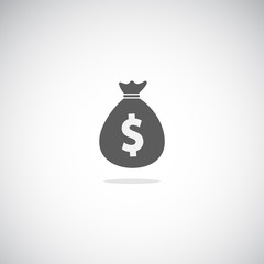 Simple moneybag icon. Isolated flat money illustration