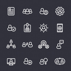 Human resources and management line icons set, vector illustration