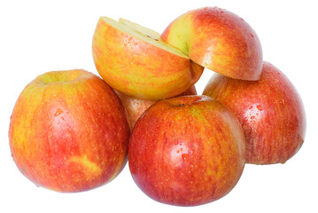Heap red cut apple isolated