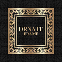Vintage golden frame with retro ornamental pattern. Luxury background. Vector illustration
