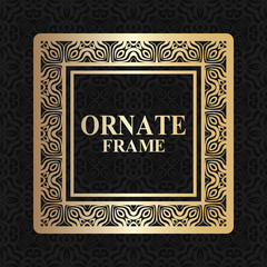 Vintage golden frame with retro ornamental pattern. Luxury background. Vector illustration