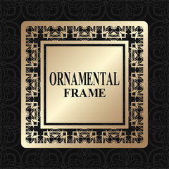 Vintage golden frame with retro ornamental pattern. Luxury background. Vector illustration