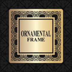 Vintage golden frame with retro ornamental pattern. Luxury background. Vector illustration