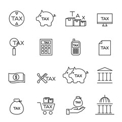 tax icons line silhouette vector