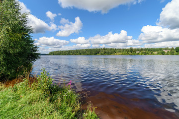 Obraz na płótnie Canvas colorful lake river in countryside in summer
