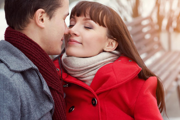 Fototapeta premium young couple in love outdoor