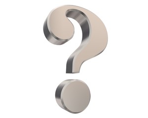 question mark 3d silver gray interrogation point query asking sign punctuation mark isolated on white