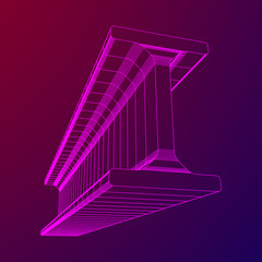 Wireframe low poly mesh construction metallurgy beam profile symbol vector illustration