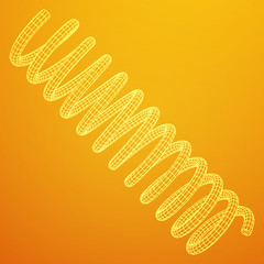 Wireframe low poly mesh tension helix spring. Vector illustration