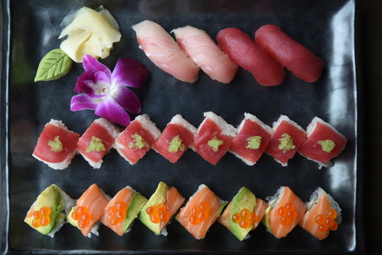 Sushi on tray