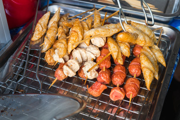 Fried meat ball and fish ball, Thai street food