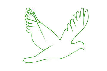 Naklejka premium Silueta verde de una paloma.