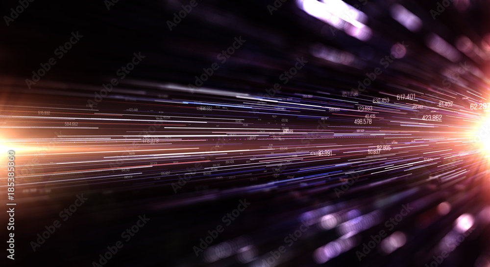 Poster Transfer and storage of data sets/Data transmission channel. Motion of digital data flow. Transferring of big data