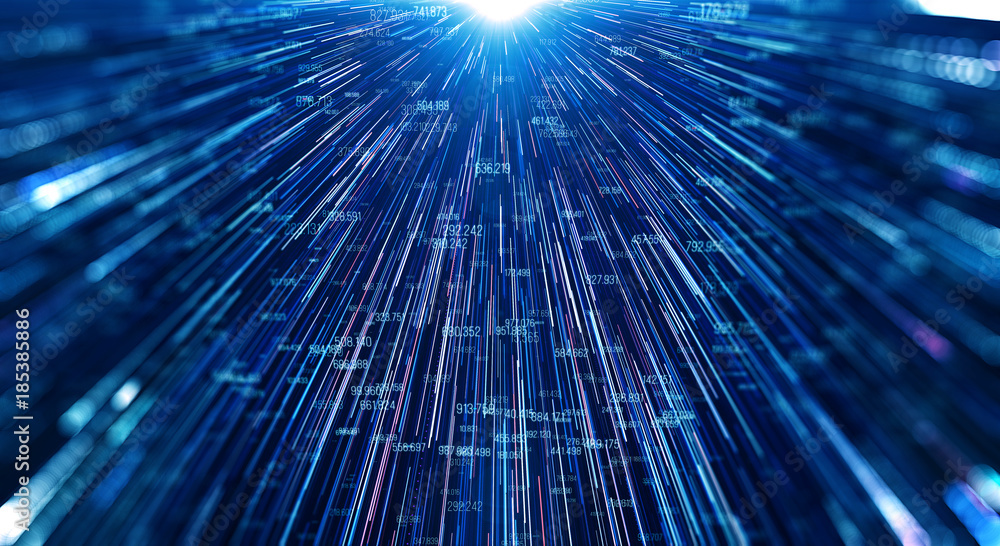 Poster Transfer and storage of data sets/Data transmission channel. Motion of digital data flow. Transferring of big data