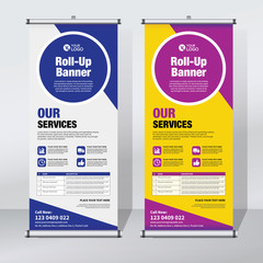 Roll up sale banner design template, abstract background, pull up design, modern x-banner, rectangle size.