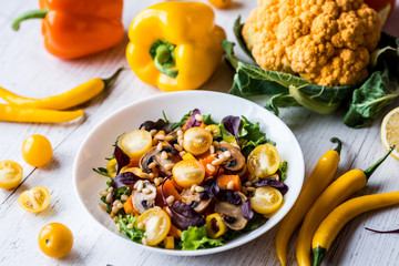 Healthy homemade veggie salad, diet, vegan food, vitamin snack.